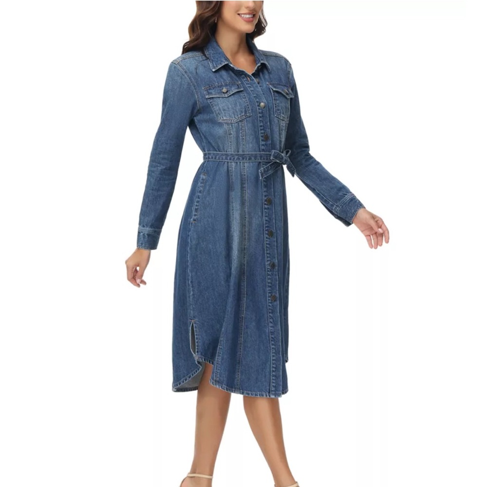 NWT Denim Blue Women's Shirt Dress - Picture 3 of 8